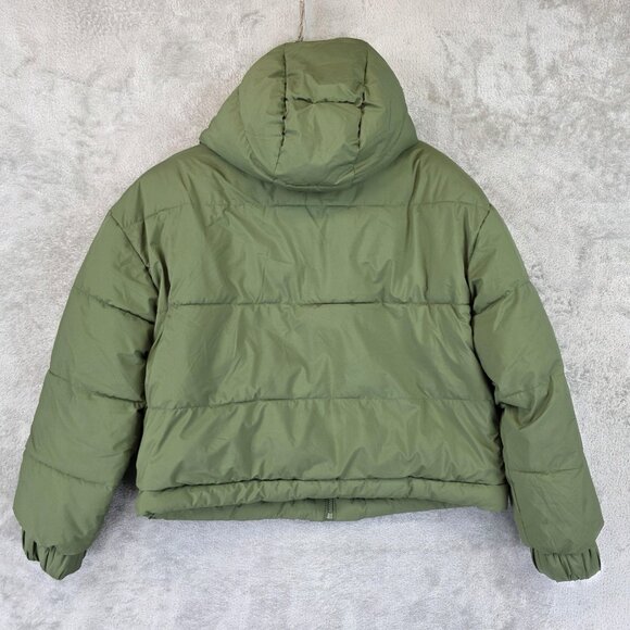 American Eagle Jacket Womens Small Green Hooded Puffer Coat Winter Warm - Picture 7 of 12